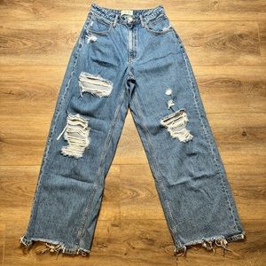 Free People CRVY Destructed Wide Let Jean Sz 27
